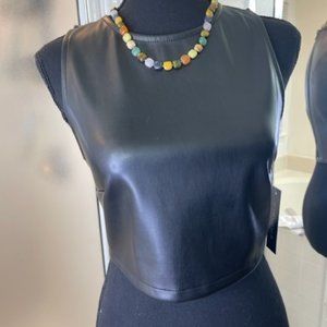 Kirious Black Vegan Leather Top - Size S